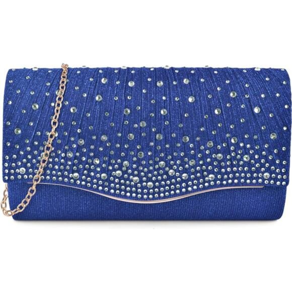 Formal Bags Suede Shoulder Envelope Handbags Blue - Picture 1 of 6
